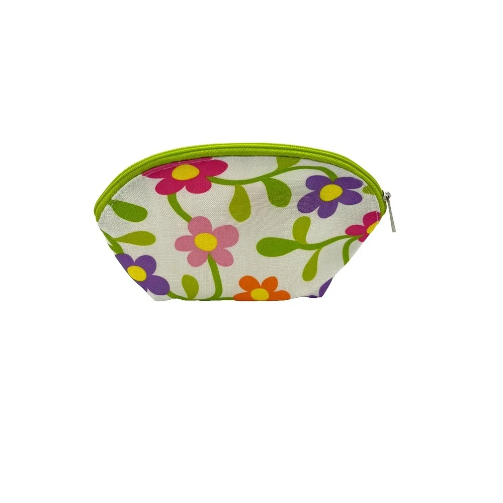 Clinique Floral Cosmetic Makeup Travel Bag Yellow Purple Green 6x10x1-Set of 15‎